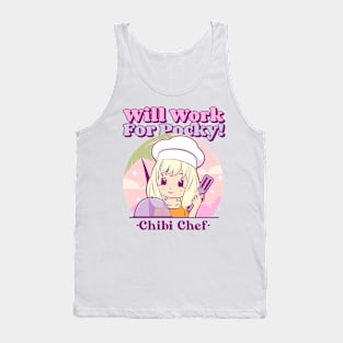 Will Work for Pocky! Chibi Chef Chibi Anime Tank Top